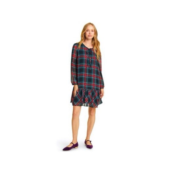 Draper James Dresses & Skirts - Draper James Roseanne Christmas Plaid Shift Lined long sleeve round neck XL